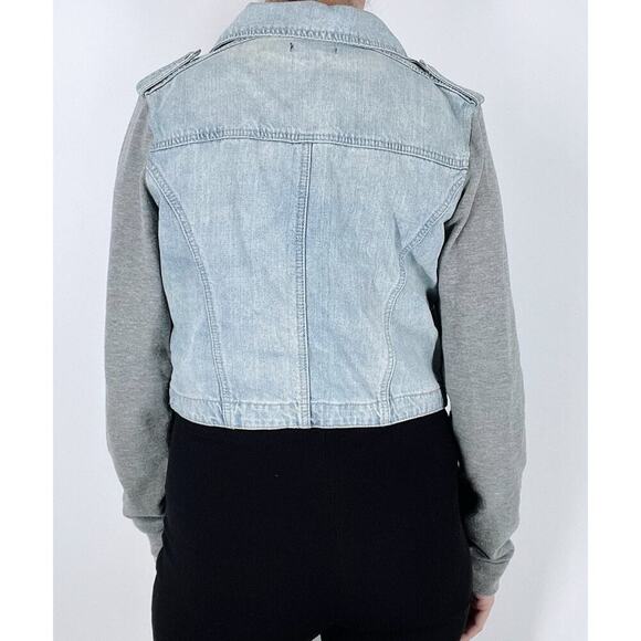 LF Millau Denim Sweatshirt Combo Asymmetrical Jean Jacket Size Medium - Picture 2 of 5